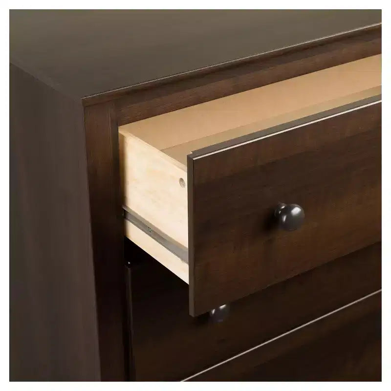Nightstand - Espresso: Wood Composite, 3 Storage Drawers, Bedroom Furniture