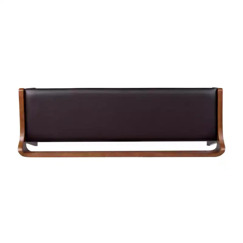 60" Dining Bench Chestnut: Acacia Wood, Faux Leather Seat, Seats Two