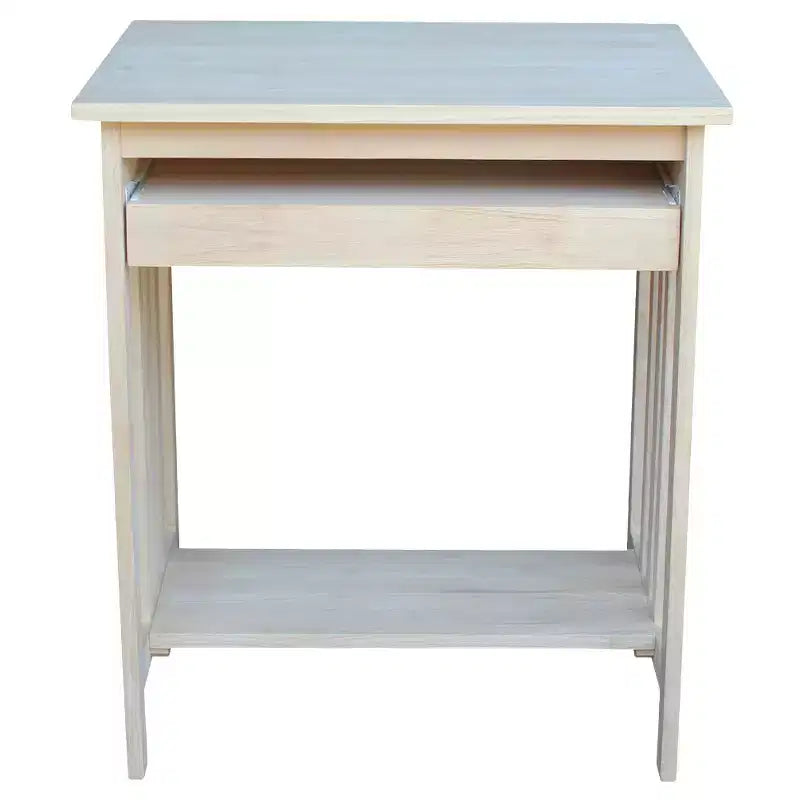 Mission Computer Stand Unfinished: Solid Parawood, Space-Saving Design, No Storage