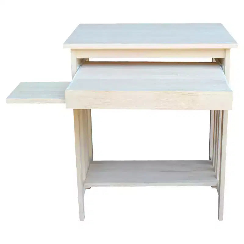 Mission Computer Stand Unfinished: Solid Parawood, Space-Saving Design, No Storage