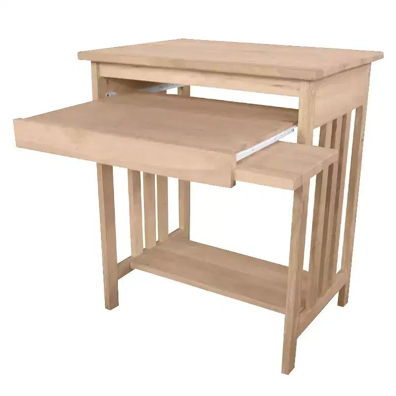 Mission Computer Stand Unfinished: Solid Parawood, Space-Saving Design, No Storage