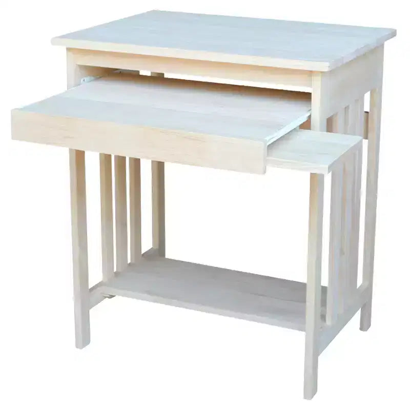 Mission Computer Stand Unfinished: Solid Parawood, Space-Saving Design, No Storage