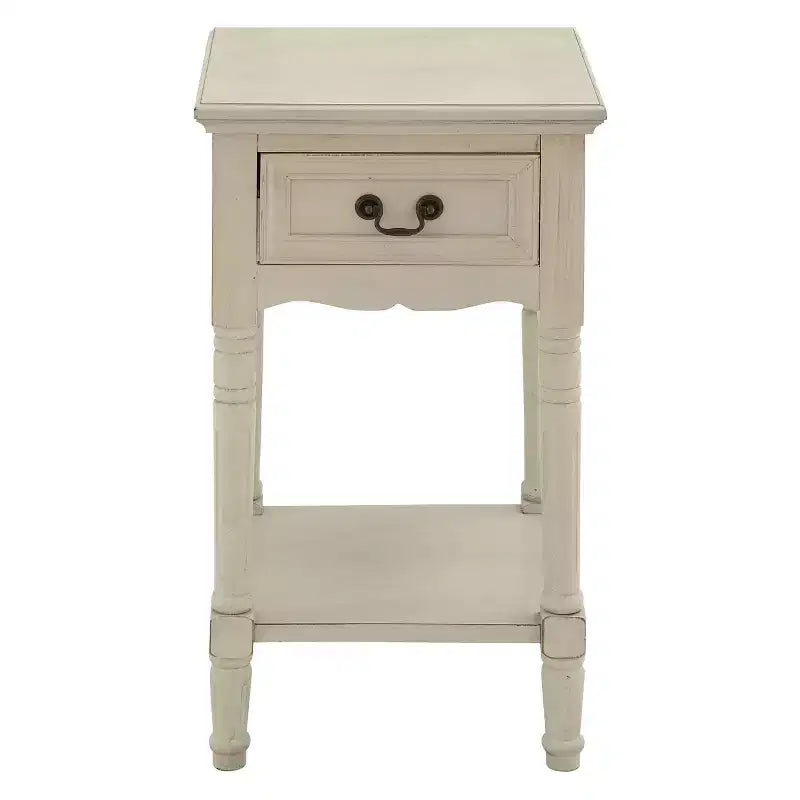 Traditional Wood Accent Table Ivory