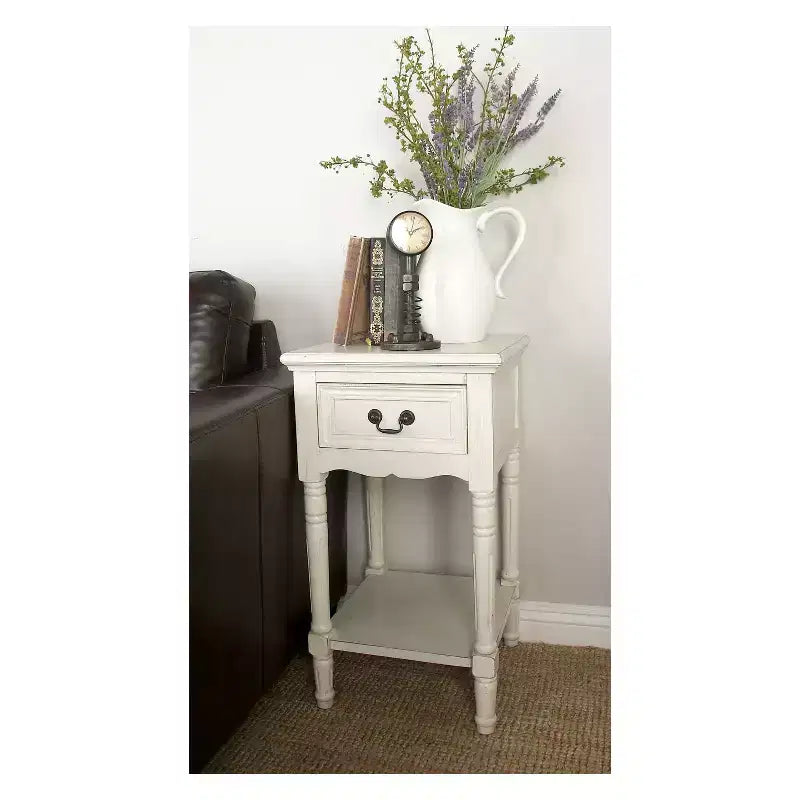 Traditional Wood Accent Table Ivory
