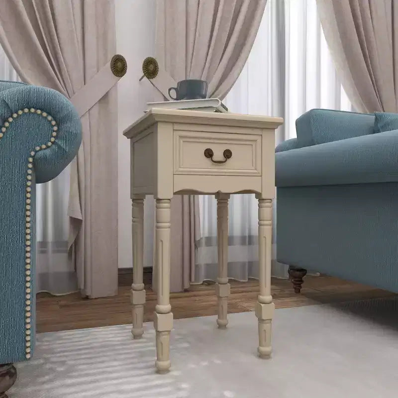 Traditional Wood Accent Table Ivory