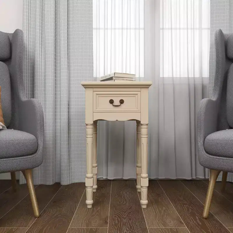 Traditional Wood Accent Table Ivory