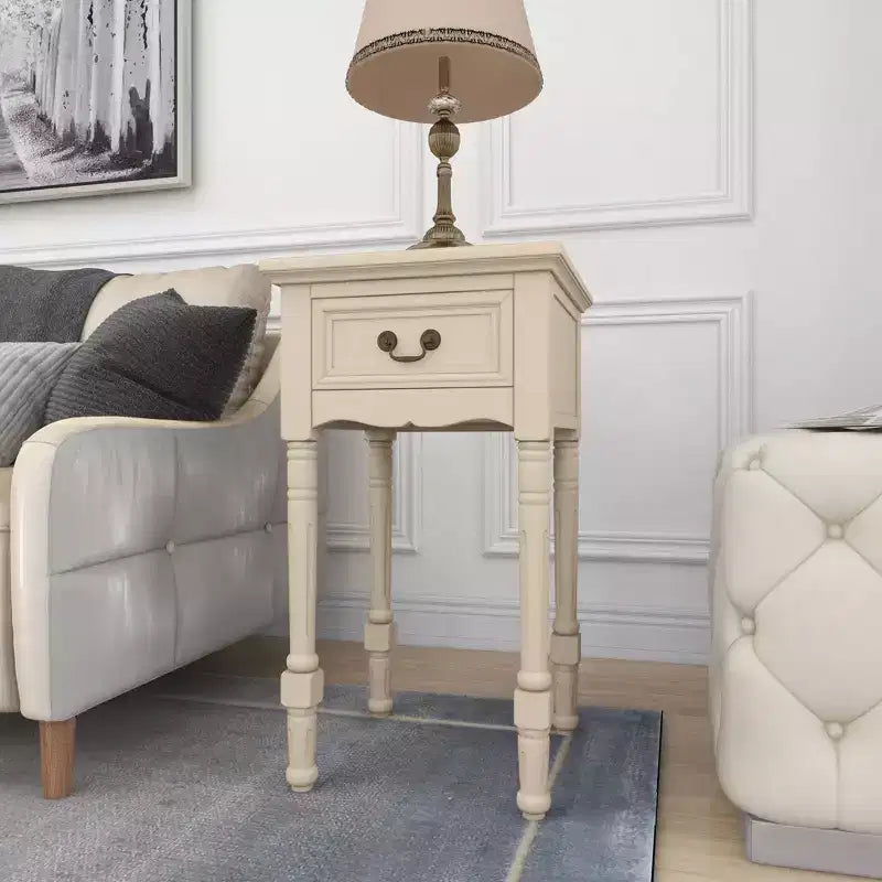 Traditional Wood Accent Table Ivory