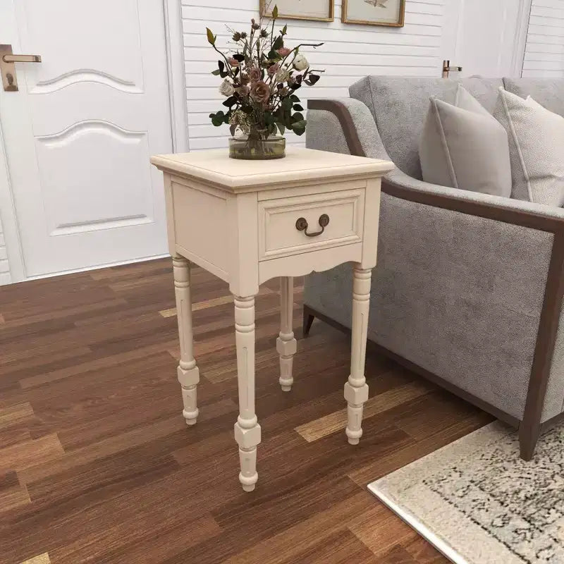 Traditional Wood Accent Table Ivory
