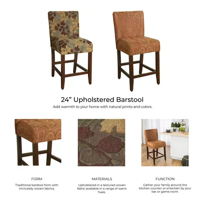 24 Upholstered Counter Height Barstool