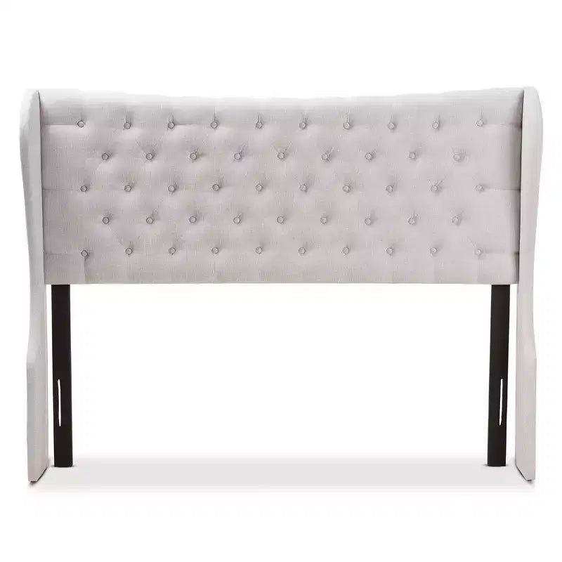 Modern and Contemporary Fabric Button Tufted Winged Headboard Gray