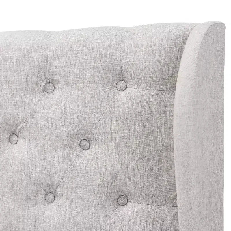 Modern and Contemporary Fabric Button Tufted Winged Headboard Gray