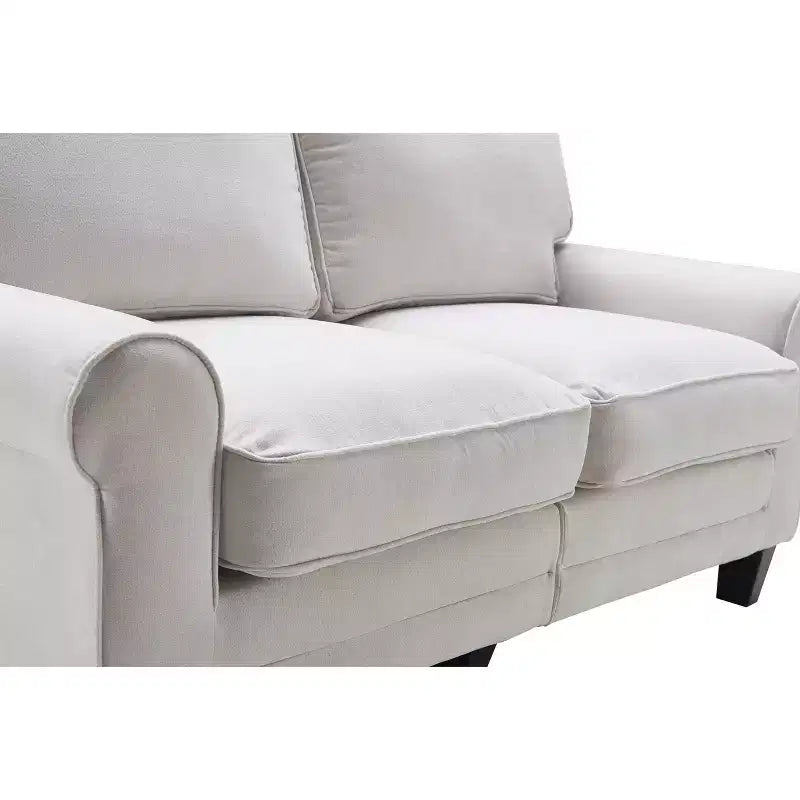 Upholstered Bed, Queen, White Linen