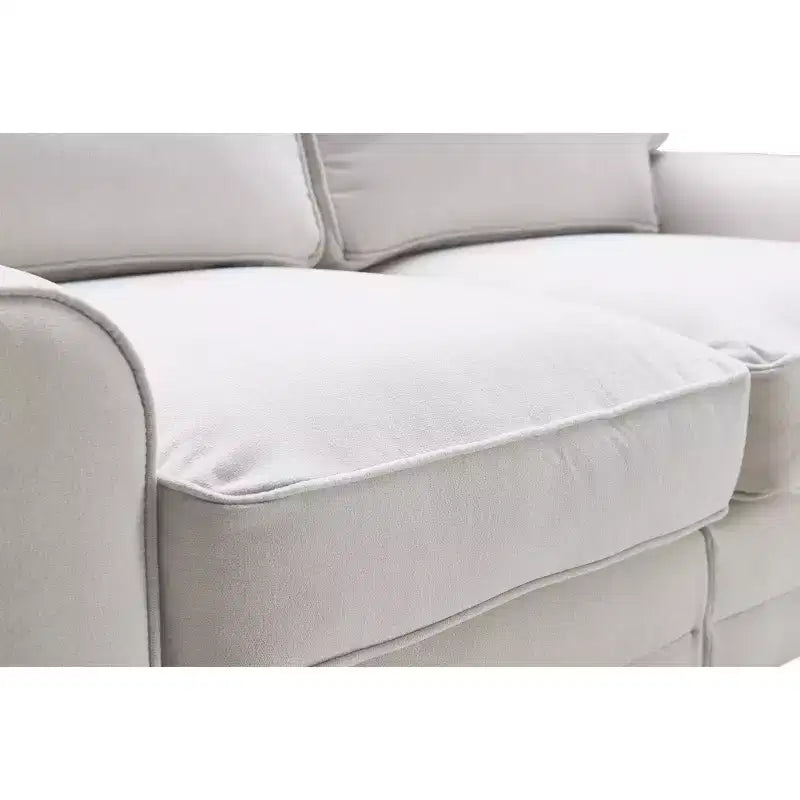 Upholstered Bed, Queen, White Linen