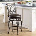 Hartley Bronze Swivel Bar Stool Brown 25 1/2 High Traditional Faux Leather Cushion with Backrest Footrest for Kitchen Counter Height