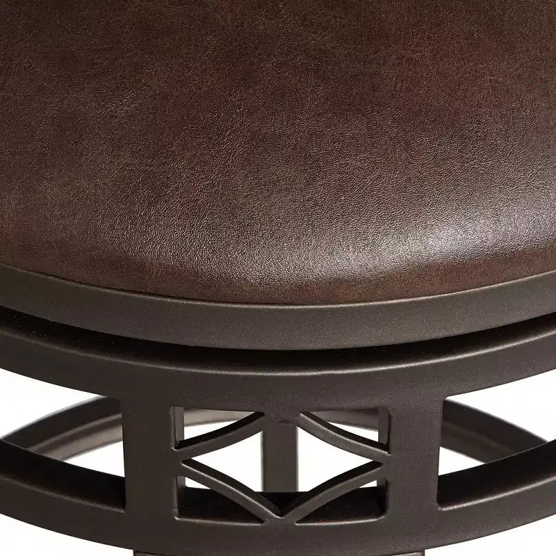 Hartley Bronze Swivel Bar Stool Brown 25 1/2 High Traditional Faux Leather Cushion with Backrest Footrest for Kitchen Counter Height